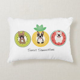 Fransk Bulldog in Fruit Bassäng Flyter Prydnadskudde