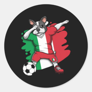 Fransk Bulldog Italien Ocer Fläkt Jersey Football Runt Klistermärke