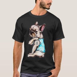 Fransk Bulldog Jag älskar mamma tatuerad hund Mamm T Shirt