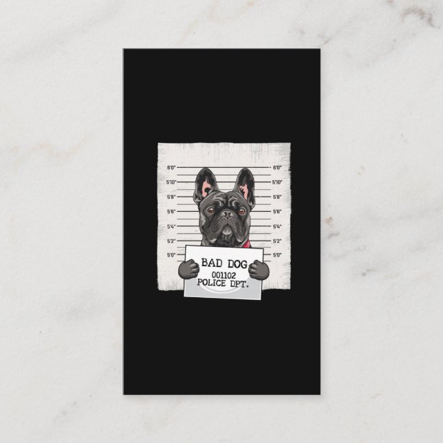 Fransk Bulldog Jail Mugg Stubborn Puppy Visitkort (Framsida)