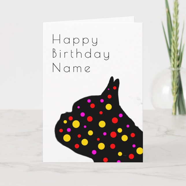 Fransk Bulldog Jewel Art Deco Birthday Card Kort (Framsida)