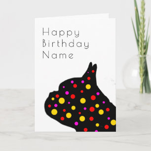 Fransk Bulldog Jewel Art Deco Birthday Card Kort