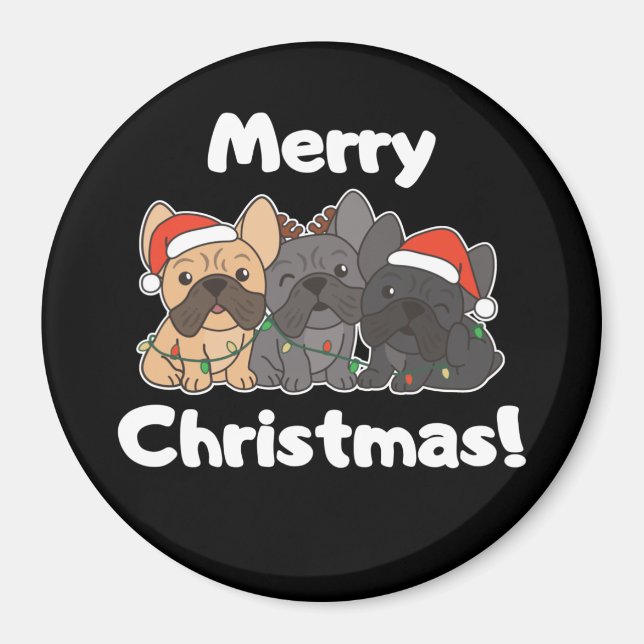 Fransk Bulldog Jul Animals Cute Hundar Magnet (Framsidan)