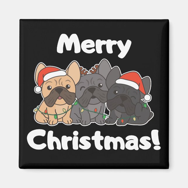 Fransk Bulldog Jul Animals Cute Hundar Magnet (Framsidan)
