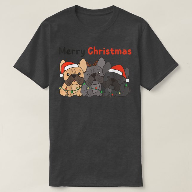 Fransk Bulldog Jul Animals Cute Hundar Merry C T Shirt (Design framsida)