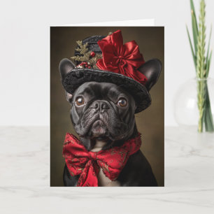 Fransk Bulldog Jul Elegant Viktoriansk Hund Helgkort