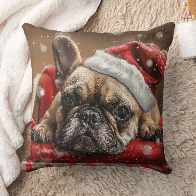Fransk Bulldog Jul Festive Kudde (Filt)