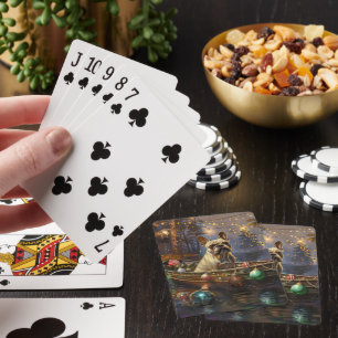 Fransk Bulldog Jul Festive Voyage Casinokort