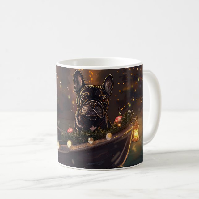 Fransk Bulldog Jul Festive Voyage Kaffemugg (Framsida höger)