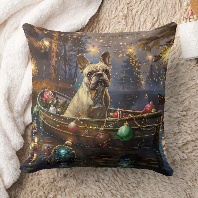 Fransk Bulldog Jul Festive Voyage Kudde (Filt)