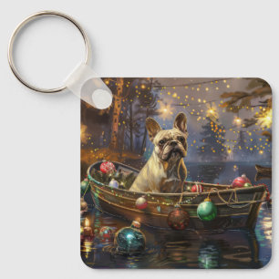 Fransk Bulldog Jul Festive Voyage Nyckelring