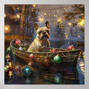 Fransk Bulldog Jul Festive Voyage Poster