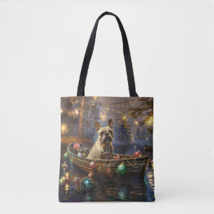 Fransk Bulldog Jul Festive Voyage Tygkasse