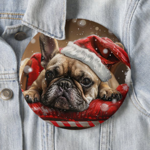 Fransk Bulldog Jul Festlig Knapp
