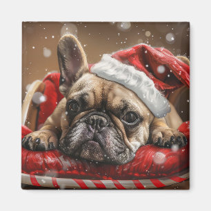 Fransk Bulldog Jul Festlig Magnet