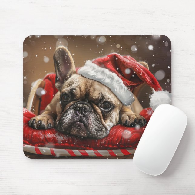 Fransk Bulldog Jul Festlig Musmatta (Med mus)