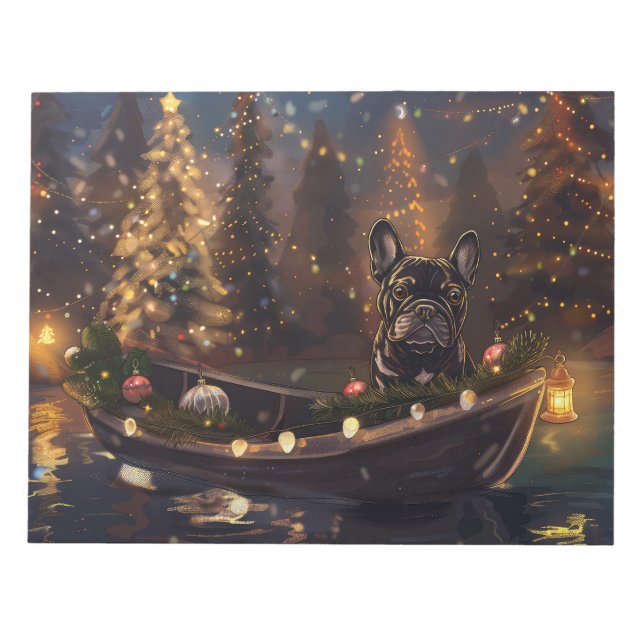 Fransk Bulldog Jul Festlig Resa Anteckningsblock (Framsida)