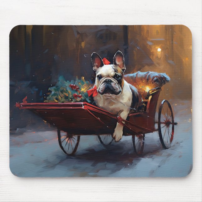 Fransk Bulldog Jul Festlig Säsong Musmatta (Framsidan)