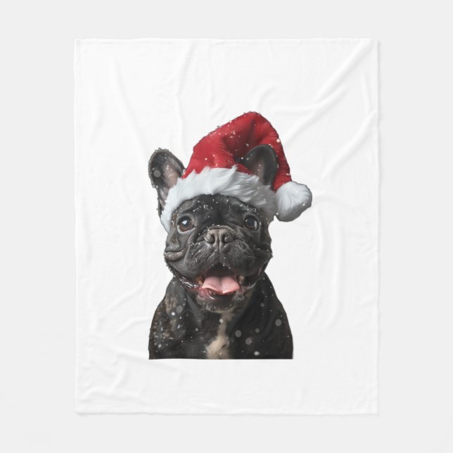 Fransk Bulldog-jul Fleecefilt (Framsidan)