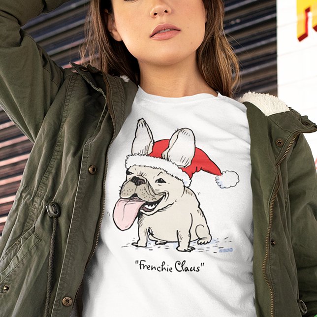 Fransk Bulldog jul Frenchie Hund Jultomten T Shirt (Skapare uppladdad)