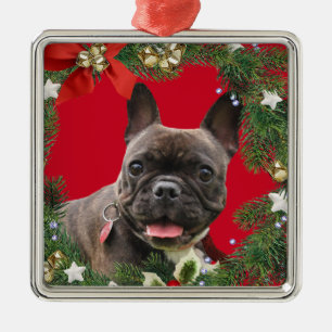 Fransk Bulldog Jul Helgdag Julgransprydnad Metall