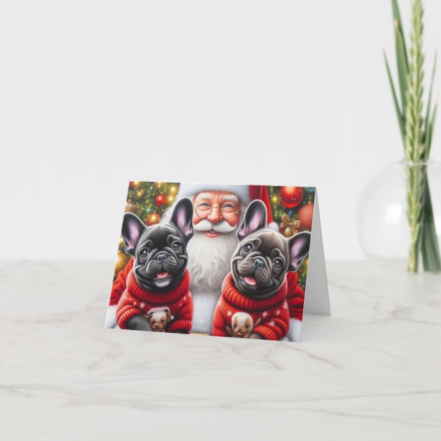 Fransk Bulldog Jul Helgkort (Framsida)