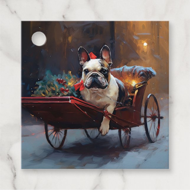 Fransk Bulldog jul - helgsäsong Gåvor Etiketter (Framsida)