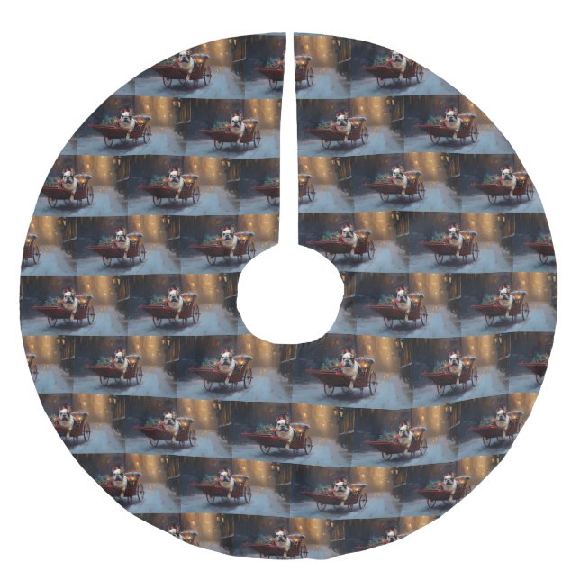 Fransk Bulldog jul - helgsäsong Julgransmatta Borstad Polyester (Framsidan)