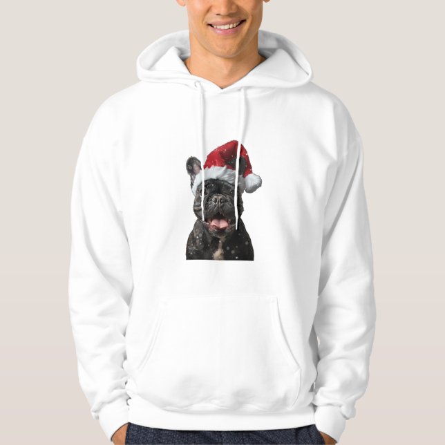 Fransk Bulldog-jul Hoodie (Framsida)