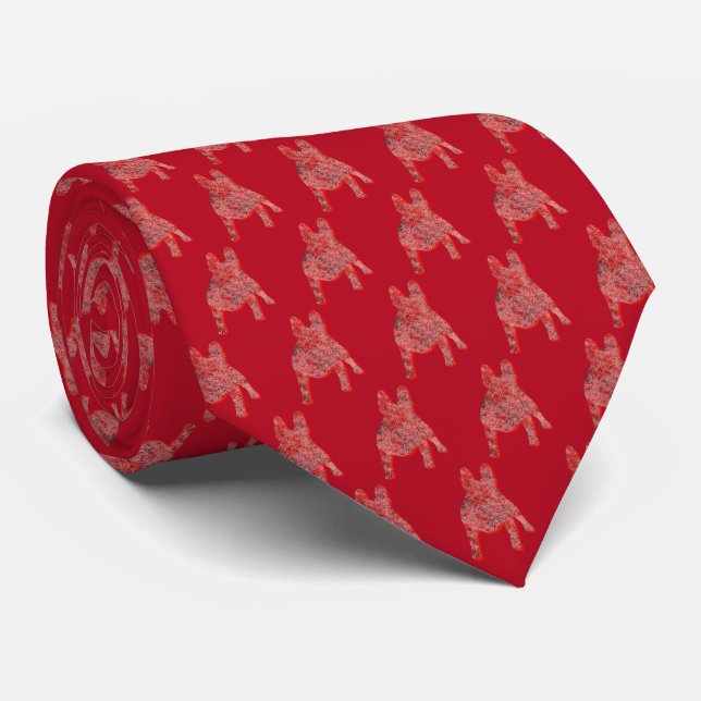Fransk Bulldog jul Hund Silhouette Red Nacke Slips (Rullad)