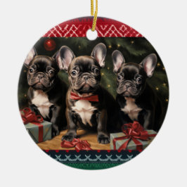 Fransk Bulldog-jul Julgransprydnad Keramik