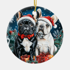 Fransk Bulldog jul Julgransprydnad Keramik