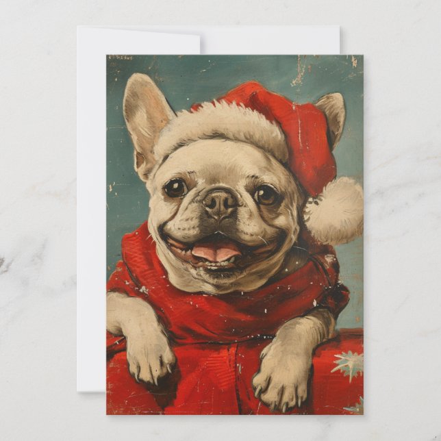 Fransk Bulldog-jul Julkort (Framsida)