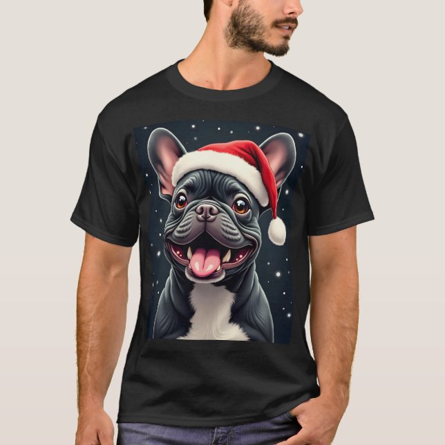 Fransk Bulldog Jul Långärmad T-Shirt (Framsida)