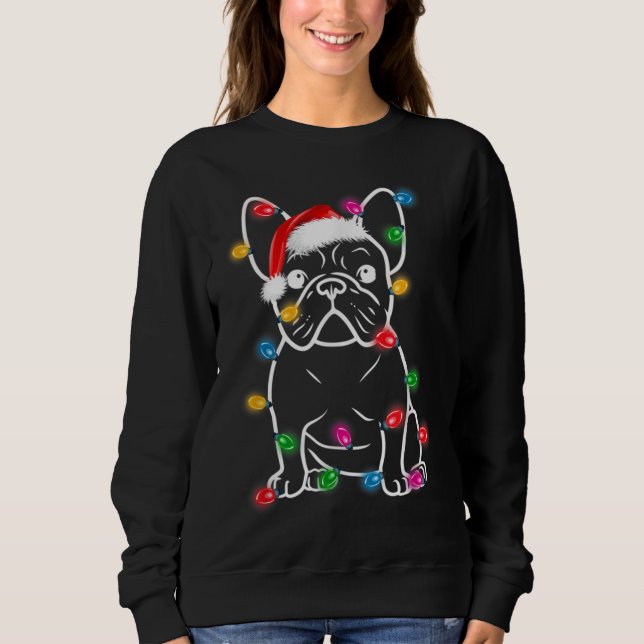 Fransk Bulldog jul Ljus Träd Dekoration Xm T Shirt (Framsida)