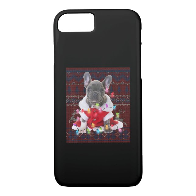 Fransk Bulldog jul Ljus Ugly Sweater Hund Case-Mate iPhone Skal (Baksida)