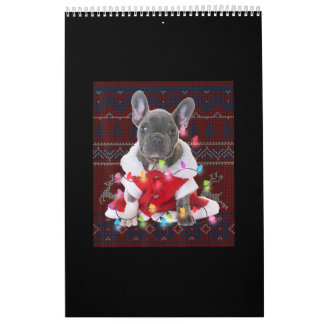 Fransk Bulldog jul Ljus Ugly Sweater Hund Kalender