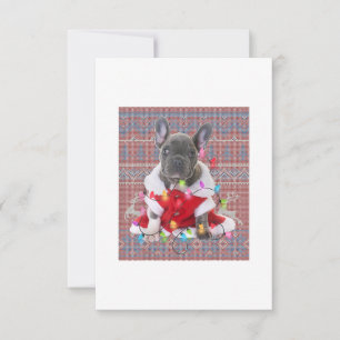 Fransk Bulldog jul Ljus Ugly Sweater Hund OSA Kort