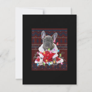 Fransk Bulldog jul Ljus Ugly Sweater Hund Tack Kort