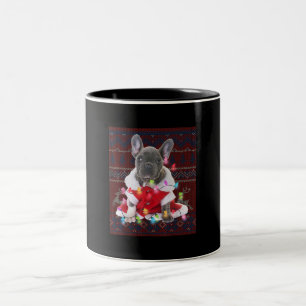 Fransk Bulldog jul Ljus Ugly Sweater Hund Två-Tonad Mugg