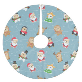 Fransk Bulldog jul Mönster Julgransmatta Borstad Polyester