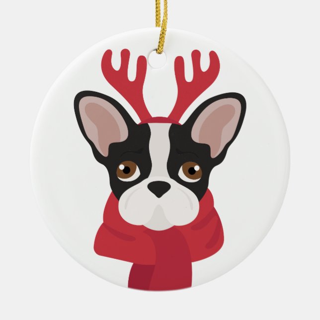 Fransk bulldog jul Ornament (Framsidan)