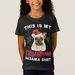 Fransk Bulldog jul Pajama Santa Hund älskare Gi T Shirt