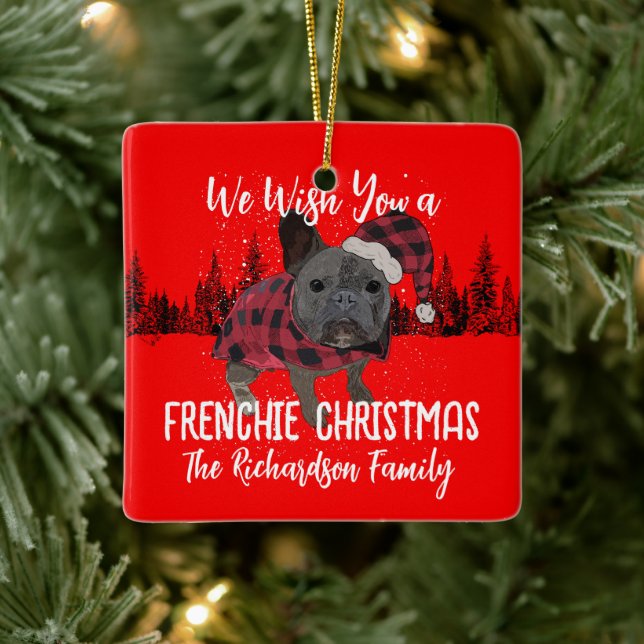 Fransk Bulldog Jul Personlig Hund Frenchie Julgransprydnad Keramik (Träd)