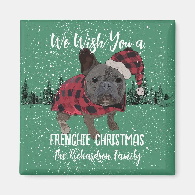 Fransk Bulldog Jul Personlig Hund Frenchie Magnet (Framsidan)