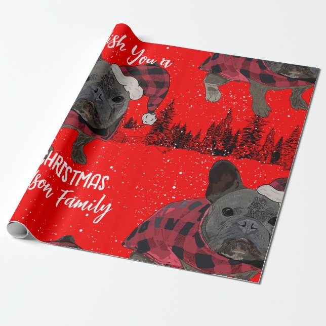 Fransk Bulldog Jul Personlig Hund Frenchie Presentpapper (Utrullad)