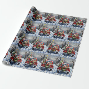 Fransk Bulldog Jul Röd Lastbil Holiday Presentpapper
