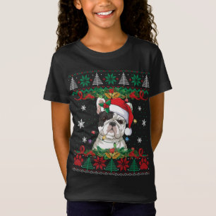 Fransk Bulldog jul Santa Ugly Sweater Hund Lo T Shirt