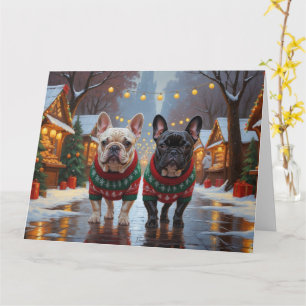 Fransk Bulldog jul Snö Helgdag Kort