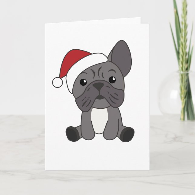 Fransk Bulldog Jul Snö Vinter Djur Helgkort (Framsida)